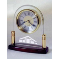 Glass Arch Alarm Clock With Piano Wood Finish Base (5 3/4"x6 1/2"x2 1/4")